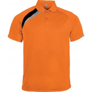 Polo sport manches courtes unisexe PA457 - Orange / Black / Storm Grey