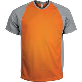 T-shirt sport bicolore manches courtes unisexe PA467 - Orange / Fine Grey