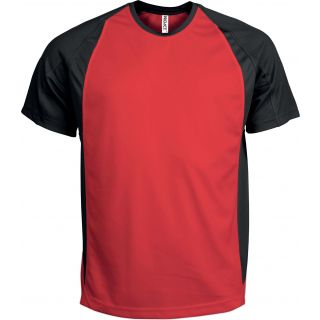 T-shirt sport bicolore manches courtes unisexe PA467 - Red / Black