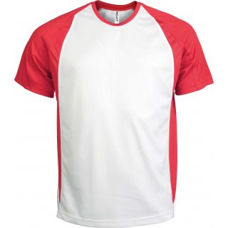 T-shirt sport bicolore manches courtes unisexe PA467 - White / Red