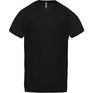 T-shirt homme polyester col V manches courtes PA476 - Black