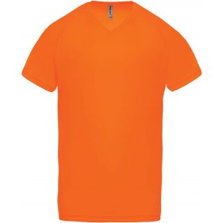 T-shirt homme polyester col V manches courtes PA476 - Fluorescent Orange