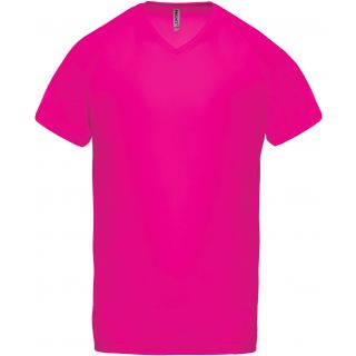 T-shirt homme polyester col V manches courtes PA476 - Fuchsia