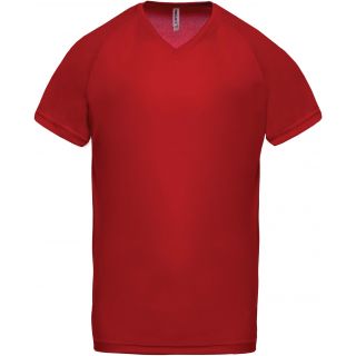 T-shirt homme polyester col V manches courtes PA476 - Red