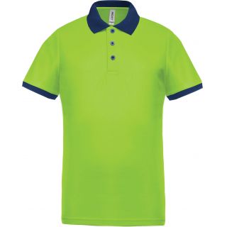 Polo homme piqué performance PA489 - Lime / Navy