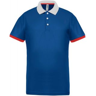 Polo homme piqué performance PA489 - Sporty Royal Blue / White / Red