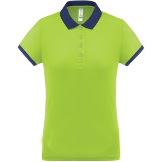 Polo femme piqué performance PA490 - Lime / Sporty Navy