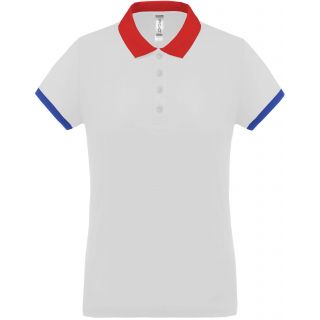 Polo femme piqué performance PA490 - White / Red / Sporty Royal Blue