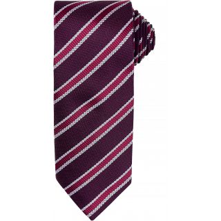 Cravate rayée Waffle PR783 - Aubergine / Burgundy