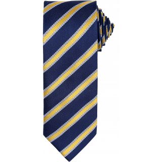 Cravate rayée Waffle PR783 - Navy / Gold