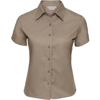 Chemise manches courtes femme twill RU917F - Khaki Beige