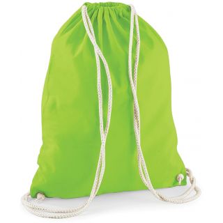 Gymsac en coton W110 - Lime Green - 37 x 46 cm de dos