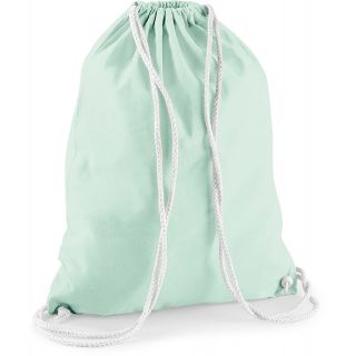 Gymsac en coton W110 - Pastel Mint / White - 37 x 46 cm de dos