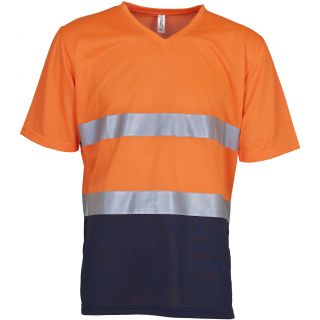 T-shirt haute visibilité HVJ910 - Hi Vis Orange / Navy