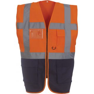 Gilet multifonction haute visibilité HVW801 - Hi Vis Orange / Navy