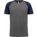T-shirt Triblend bicolore sport manches courtes adulte Grey Heather / Sporty Navy Heather - S