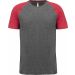 T-shirt Triblend bicolore sport manches courtes adulte Grey Heather / Sporty Red Heather - S