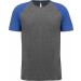 T-shirt Triblend bicolore sport manches courtes adulte Grey Heather / Sporty Royal Blue Heather - S