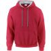 Sweat-shirt homme à capuche zippé 185C00 - Red / Sport grey