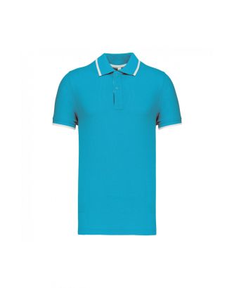 Polo manches courtes avec liserés K245 - Light Turquoise / White / Navy