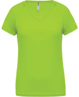 T-shirt femme polyester col V manches courtes PA477 - Lime
