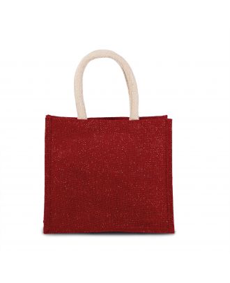 Sac style cabas en toile de jute KI0273 - Cherry Red / Gold