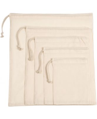 Sac à cordon coulissant en coton biologique Natural KI0729 - 42 x 38 cm XL
