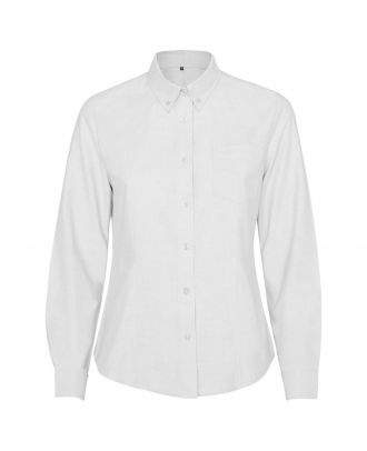 Chemise femme manches longues avec poche côté cœur OXFORD WOMAN blanc