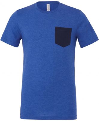 T-shirt homme manches courtes avec poche BE3021 - Heather True Royal / Navy