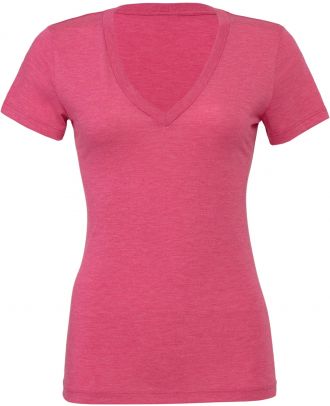 T-shirt femme triblend col V BE8435 - Berry Triblend
