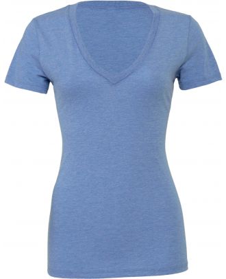 T-shirt femme triblend col V BE8435 - Blue Triblend