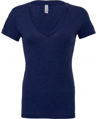 T-shirt femme triblend col V BE8435 - Navy Triblend