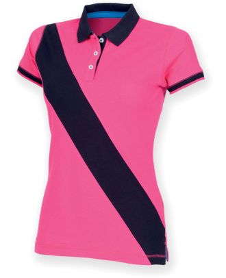 Polo femme diagonal stripe FR213 - Bright Pink / Navy