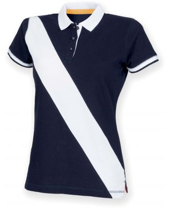 Polo femme diagonal stripe FR213 - Navy / White