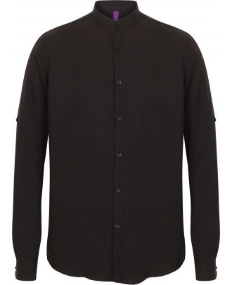 Chemise homme col Mao H592 - Black