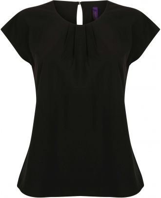 Top femme col plissé H597 - Black