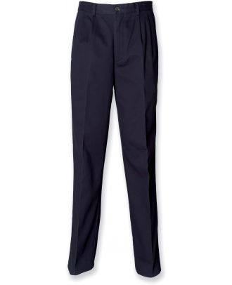 Pantalon homme chino à pinces H600 - Navy