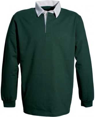 Polo homme rugby uni col blanc K217 - Bottle Green