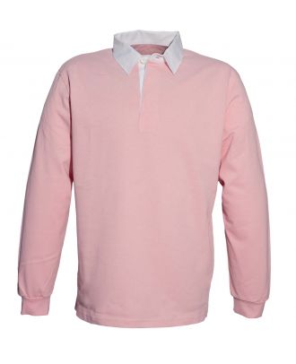 Polo homme rugby uni col blanc K217 - Pink