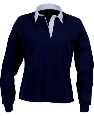 Polo femme rugby uni col blanc K218 - Navy