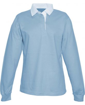 Polo femme rugby uni col blanc K218 - Sky Blue
