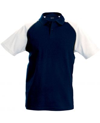 Polo enfant baseball K231 - Navy / White