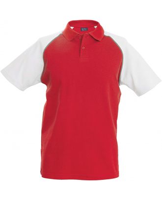 Polo enfant baseball K231 - Red / White
