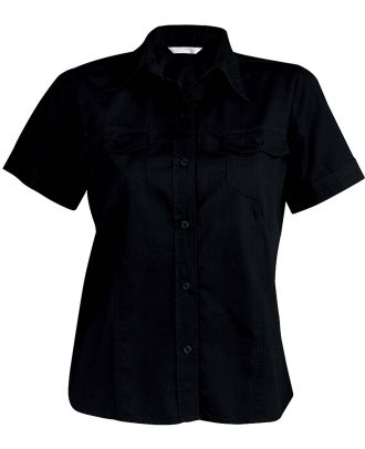 Chemise manches courtes femme popeline Tropical Lady K572 - Black