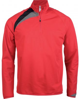 Sweat-shirt d'entraînement 1/4 zip unisexe PA328 - Sporty Red / Black / Storm Grey
