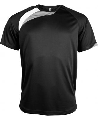 T-shirt unisexe manches courtes sport PA436 - Black / White / Storm Grey