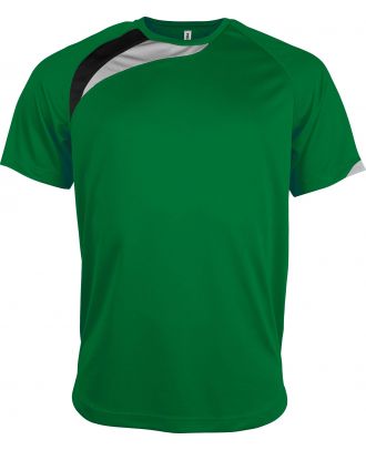 T-shirt unisexe manches courtes sport PA436 - Green / Black / Storm Grey