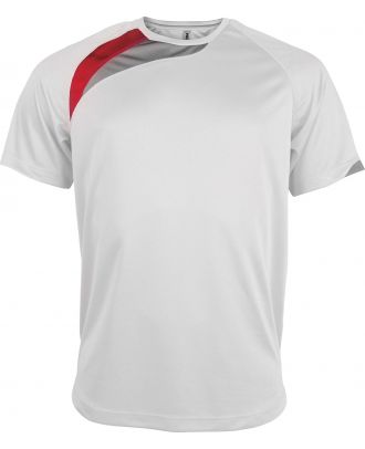 T-shirt sport enfant manches courtes PA437 - White / Sporty Red / Storm Grey