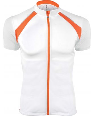 Maillot cycliste homme zippé manches courtes PA447 - White / Orange