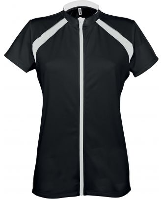 Maillot cycliste femme zippé manches courtes PA448 - Black / White - 